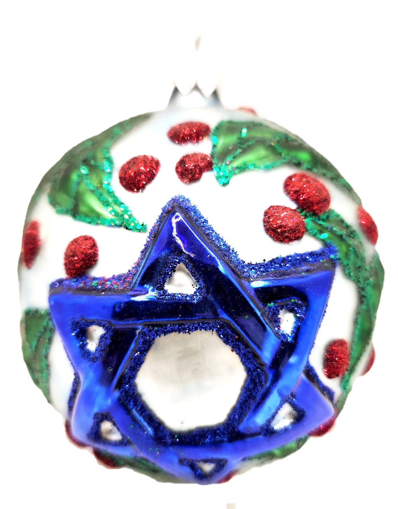 Mia's Polish Treasures – wholesale Prydnad – Blå stjärna judiskt tema julprydnad i glas4