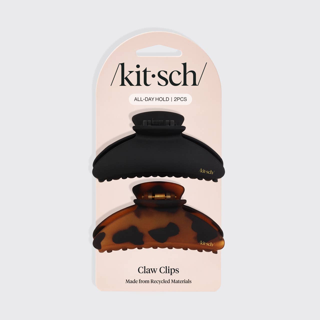 KITSCH – Clips para cabelo - Mulher por atacado – Clips de garra média em plástico reciclado 2pc - Preto & Tort3