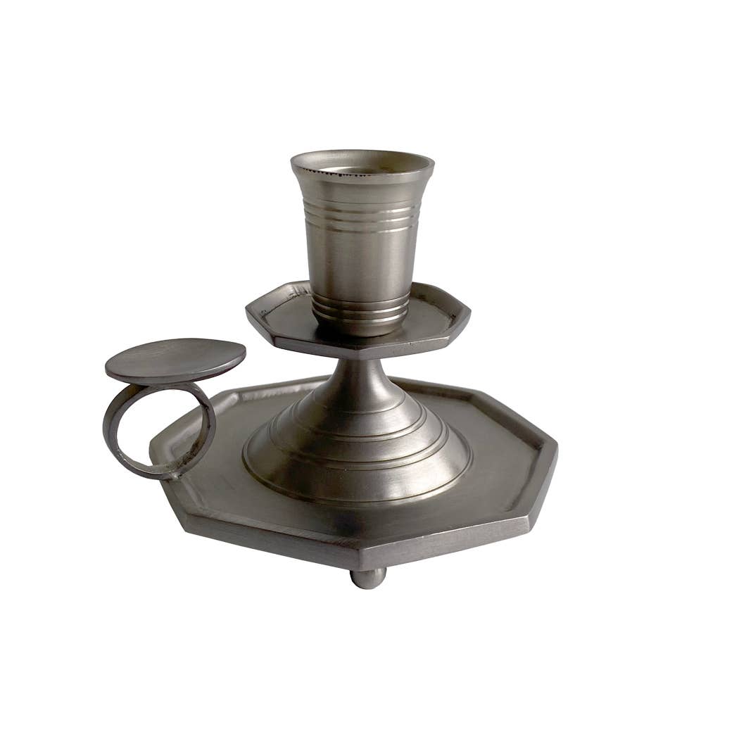 Madison Bay Co. - Historical Home Decor Reproductions - Wholesale Candle Holder - Pewter Plated Chamberstick- Antique Vintage Style, 4-3/4”2