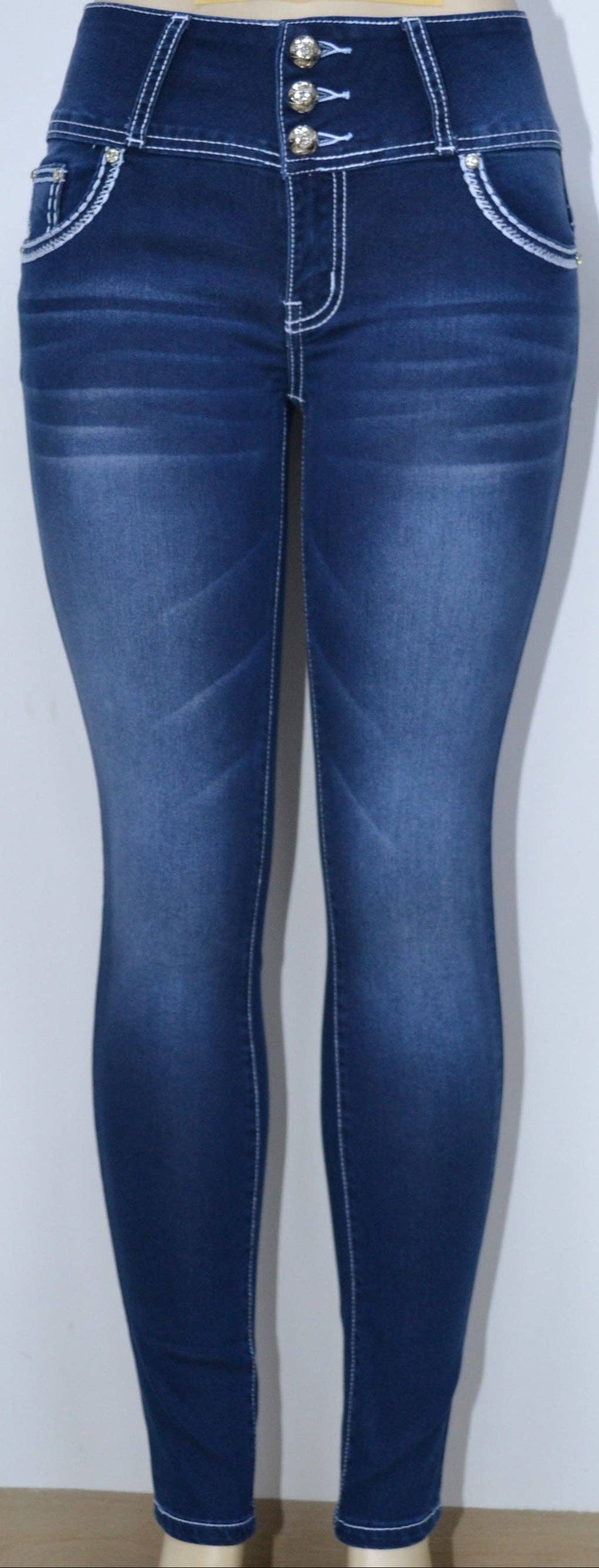 Blue USC-F026 Sexy Maddie Vintage Butt Lifter Levante Cola Jeans for wholesale on Faire3