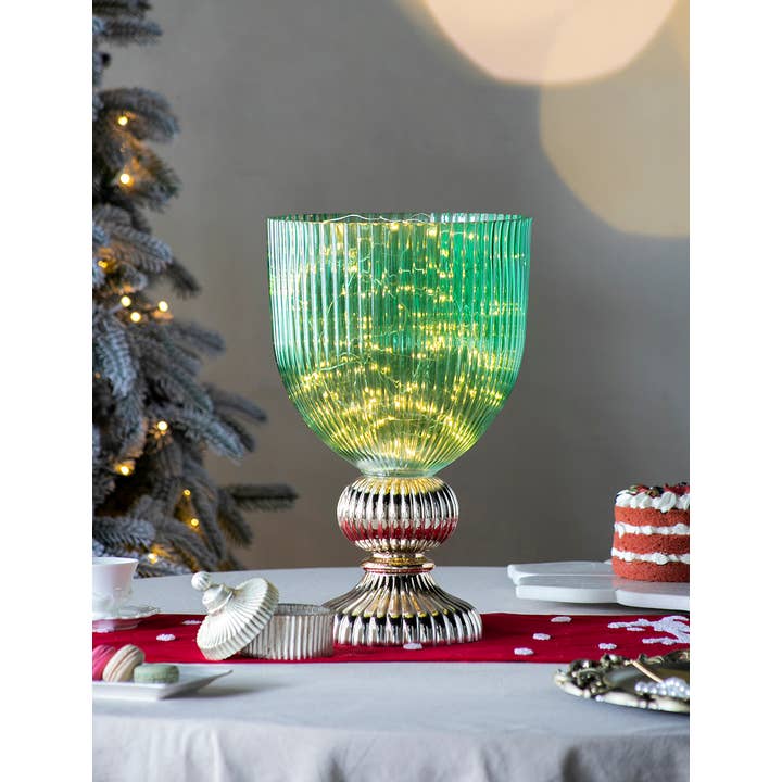 A&B Home Group Inc. - Wholesale Vase - D10.2x16" Emerald Fluted Elegance Glass Vase - Green4