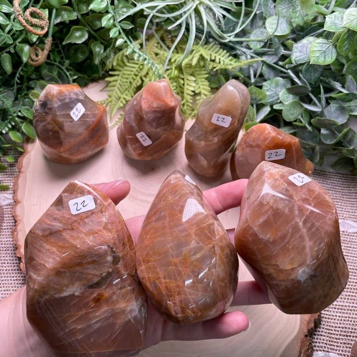 Copper Ashes - Wholesale Spiritual Stone/Crystal - Peach Moonstone Flame45