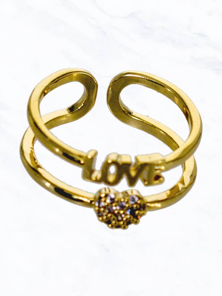 Twisted Love And Heart Double Band Ring for wholesale by Suzie Q USA
