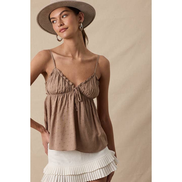 CLIP DOT SWEETHEART FRONT&BACK TIE CAMI TOP for wholesale by Sky to Moon