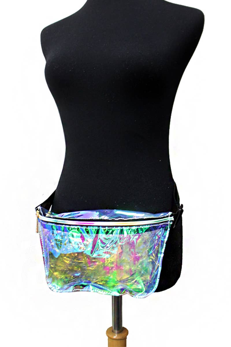 Cubic Iridescent Clear Holographic PVC Fanny Pack for wholesale on Faire2