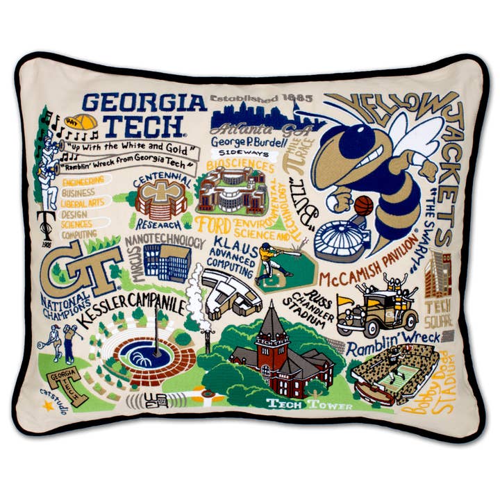Georgia Tech Collegiate Embroidered Pillow for wholesale by catstudio