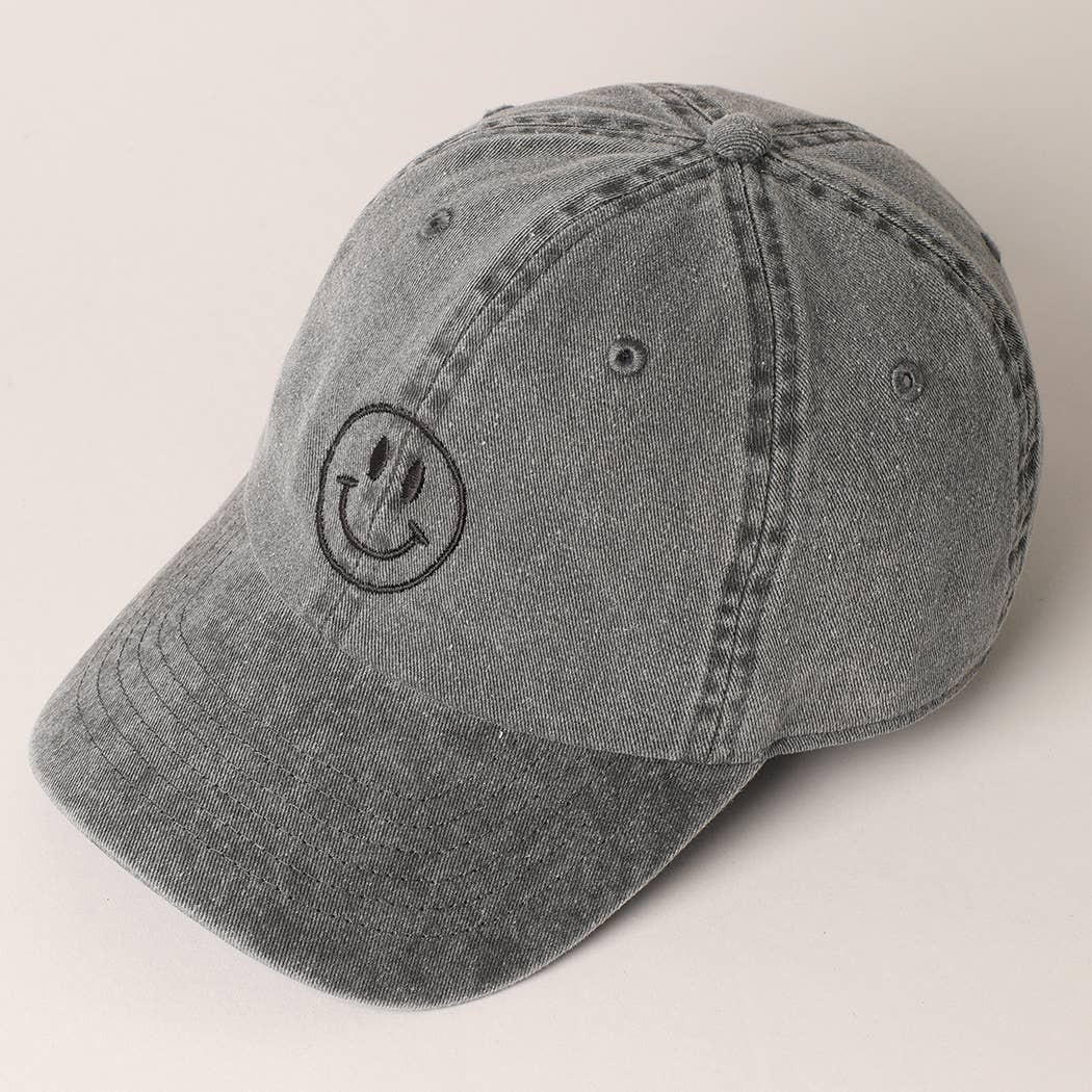 Fashion City - Wholesale Baseball Cap - Women's - Happy Face Embroidered Cotton Baseball Cap6