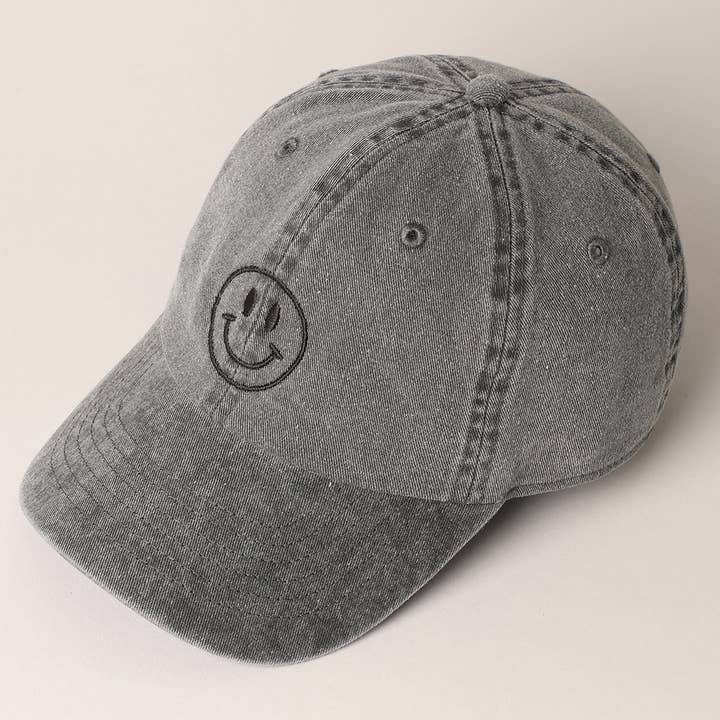 Fashion City - Wholesale Baseball Cap - Women's - Happy Face Embroidered Cotton Baseball Cap6