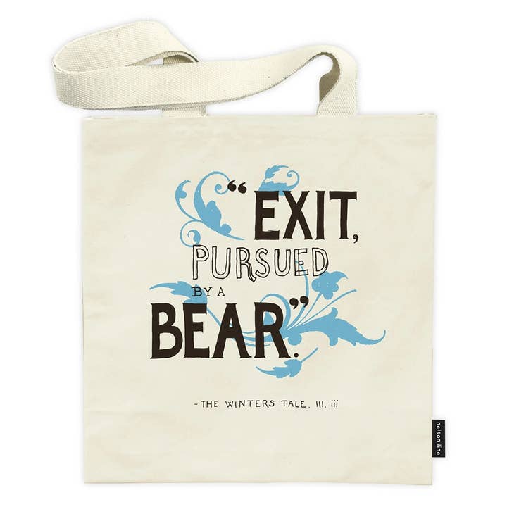 Shakespeare Exit Bear - Canvas Tote Bag for wholesale by Nelson Line