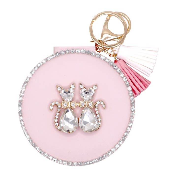 PINEAPPLE Beauty - Wholesale Keychain - Women's - JH KC3222-5 Cat Mirror Keychain - 6pc