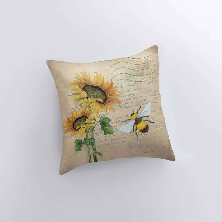 UniikPillows – wholesale Prydnadskuddfodral – Solros | Bee | Kuddfodral | Solrosinredning | | Bondgårdsinredning | Heminredning | Blommiga kuddar | Accent Kuddöverdrag | Present