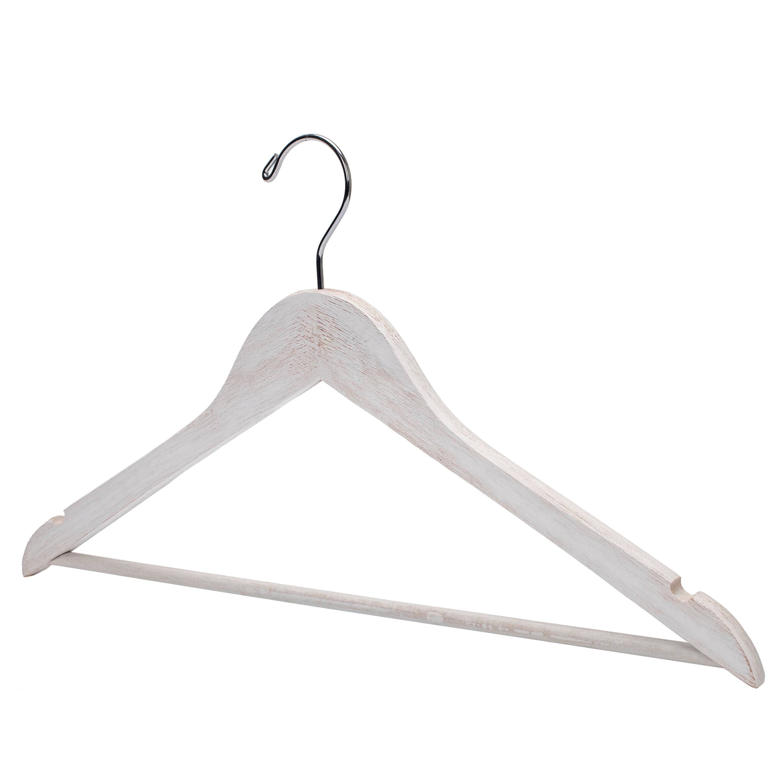 Quality Hangers – Großhandel Kleiderbügel – WV40 - Weißer rustikaler Vintage-Holzkleiderbügel, 44,5 cm - 80 Stück7