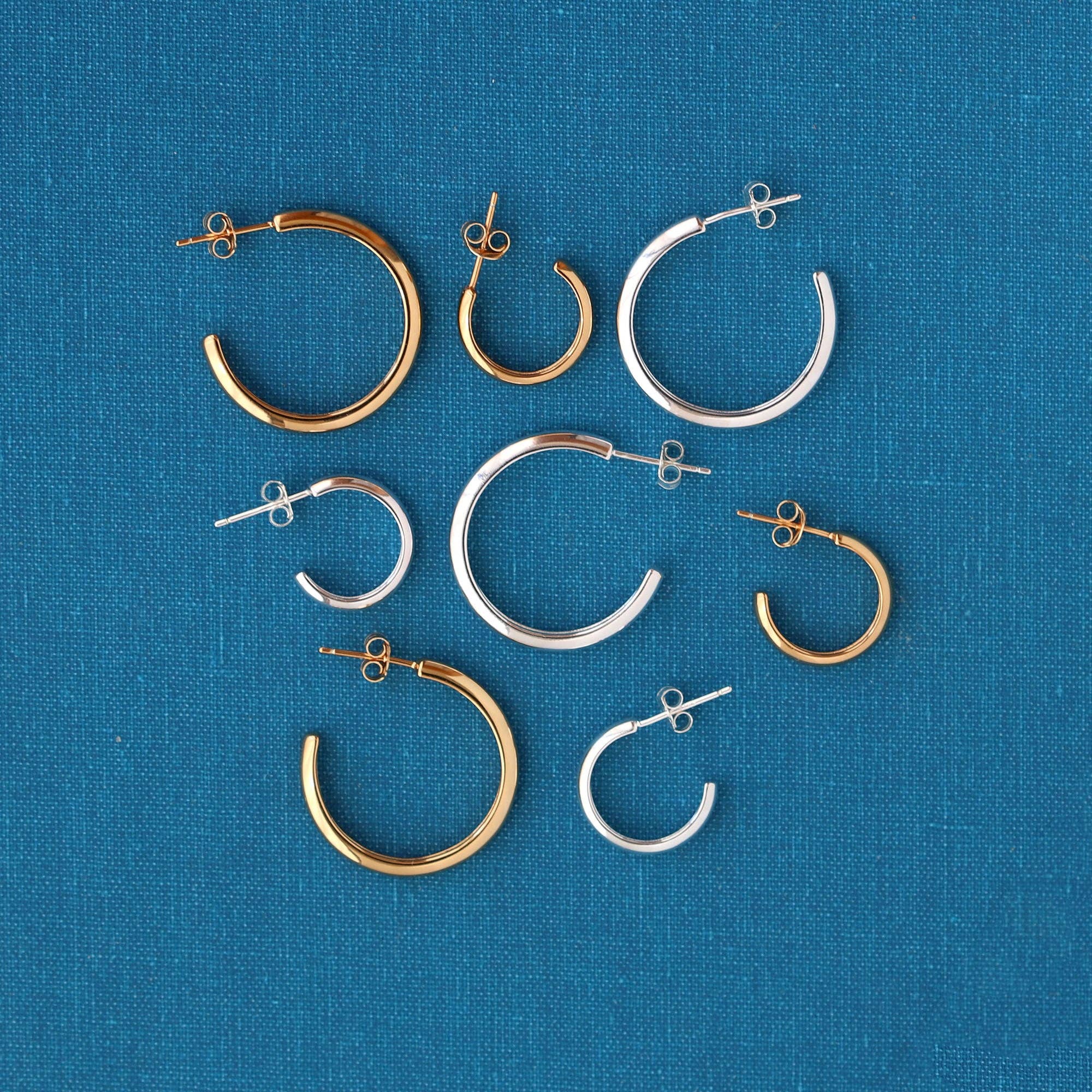 Kris Nations - Wholesale Hoop Earrings - Hollow Hoop Earrings 18K Gold Vermeil | Sterling Silver 15mm and 25mm Hoops Post Closure Nickel Free Hypoallergenic Ships from CA8