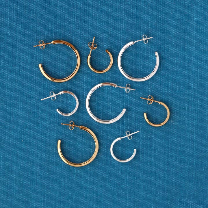 Kris Nations - Wholesale Hoop Earrings - Hollow Hoop Earrings 18K Gold Vermeil | Sterling Silver 15mm and 25mm Hoops Post Closure Nickel Free Hypoallergenic Ships from CA8