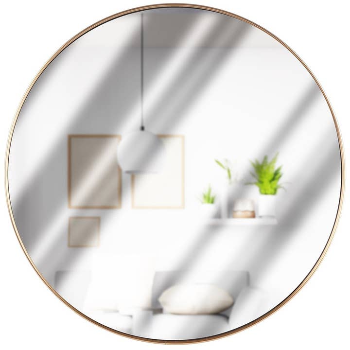 Espelho de Parede Dourado Redondo 50 cm por atacado de Vilde