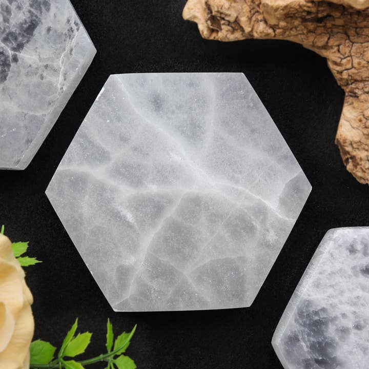 Natures Artifacts Inc - Wholesale Crystal Charging Plate - Selenite Hexagon Crystal Charging Plate | Moroccan Selenite1