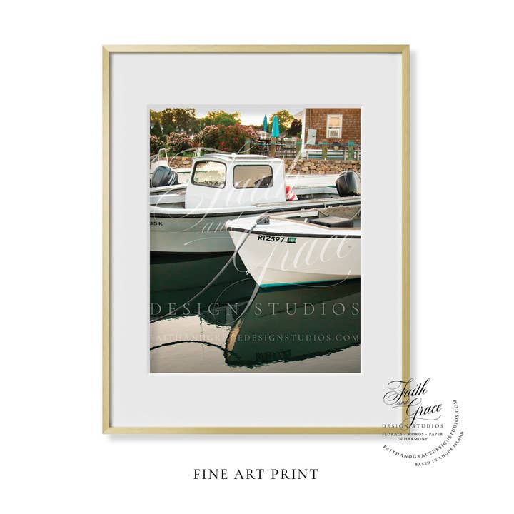 Fine Art Print: A Touch of Teal at Gardner's Wharf Wickford for wholesale by Faith and Grace Design Studios