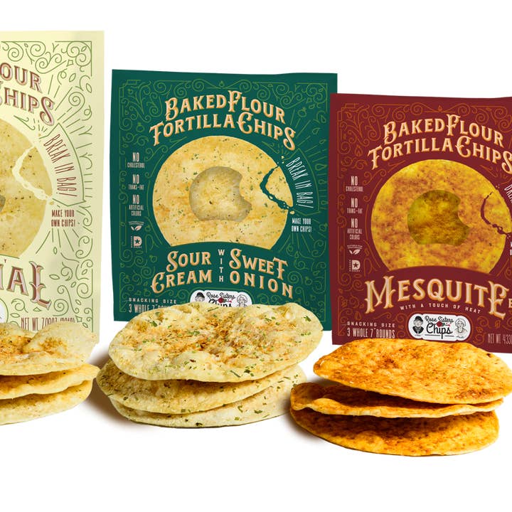Rose Sisters Chips - Wholesale Crisps - Mesquite BBQ with Heat Baked Flour Tortilla Chips -Snack Sz2