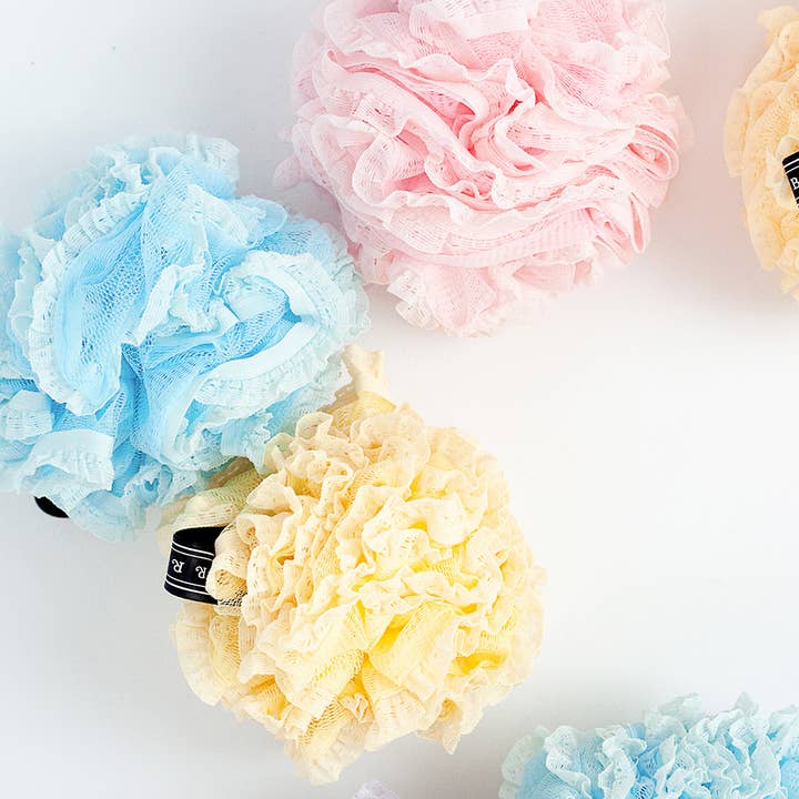 FinchBerry - Wholesale Loofah - Pink Lacy Extra Poofy Gentle Exfoliating Loofah Bath Sponge