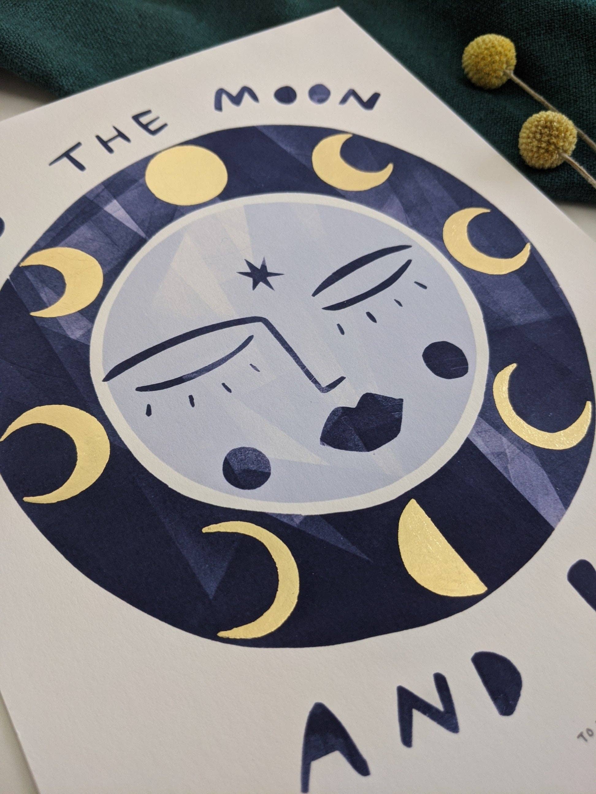 Slow Sunday - Wholesale Art Print - ‘To The Moon And Back’ Hand Embellished Gold Leaf Moon Limited Edition Fine Art Print2