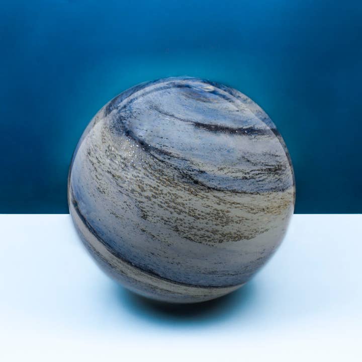 L. GLOW Home - Wholesale Accent/Desk Lamp - Sand & Sea | Hand-blown Glass Table Lamp| 28cm Round