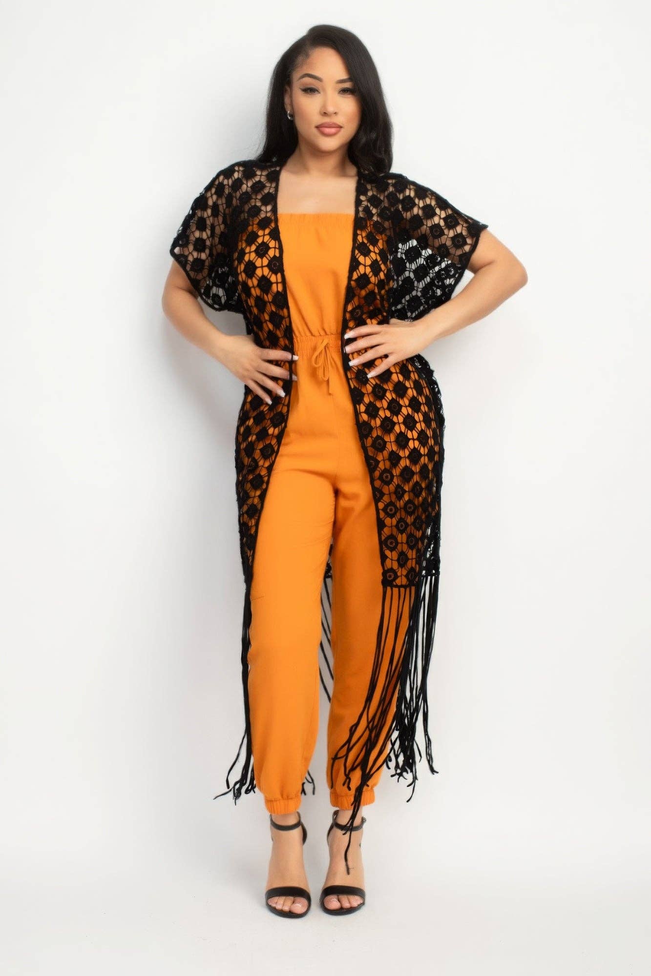 CC Wholesale Clothing - Vente Kimono – femme - Kimono à franges ouvertes au crochet0
