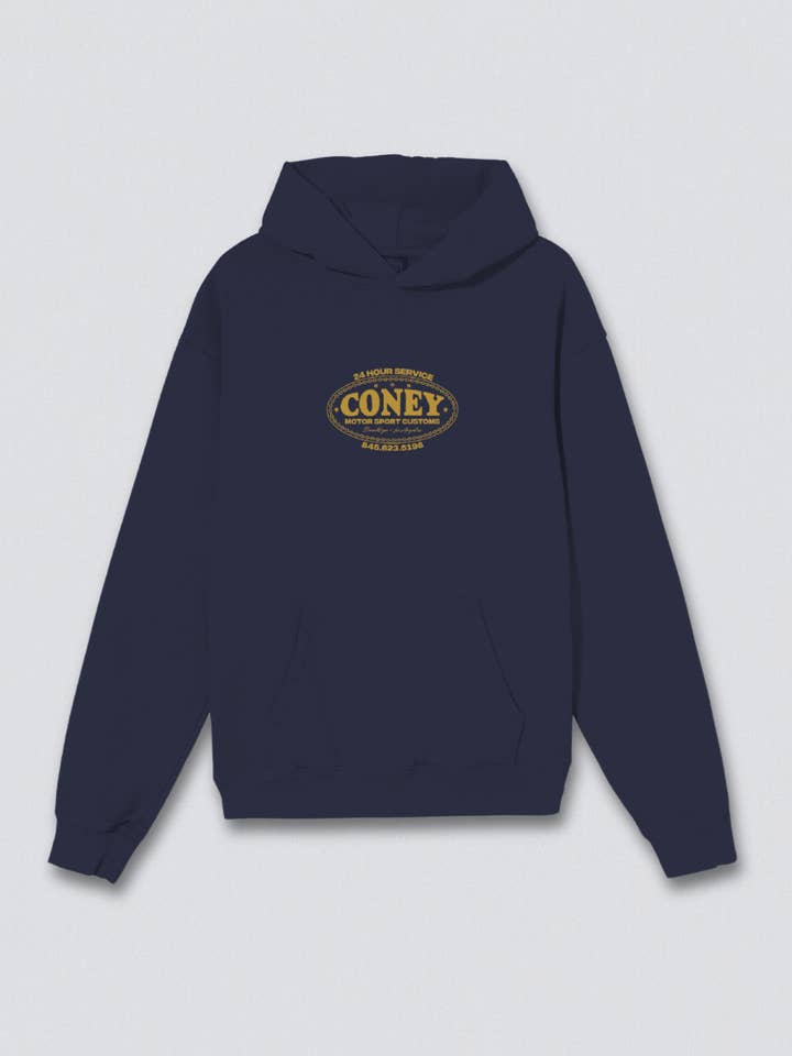 Felpa con cappuccio Motorsport Customs Graphic per la vendita all'ingrosso da parte di Coney Island Picnic