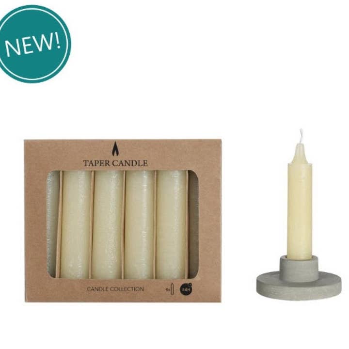 Taper candle h.11cm Ø2.15 cm cream set 6 for wholesale by Wildflowers by Floriette