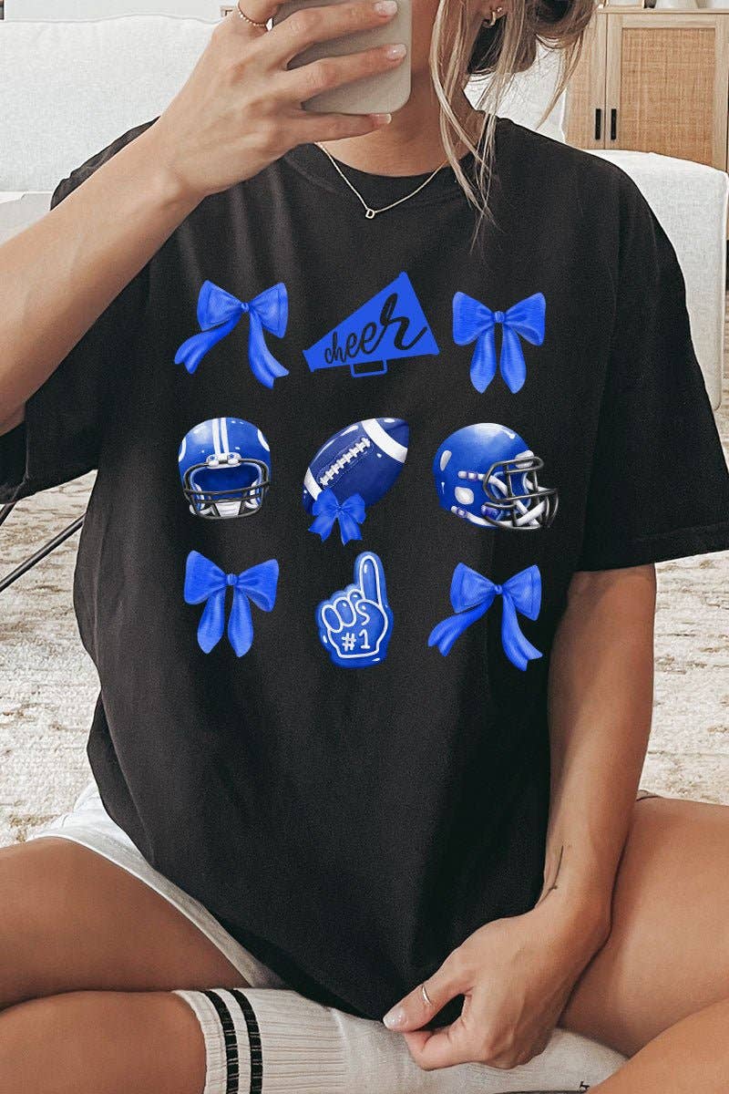 Wholesale Accessory Market - Wholesale Screen Printed T-Shirt - Women's - Blue Blitz And Bows Comfort Colors Adult Ring-Spun Cotton Tee0