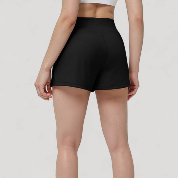 Active by Anna-Kaci - Wholesale Athletic Shorts - Women's - High Waist Performance Shorts with Wide Waistband and Side P20