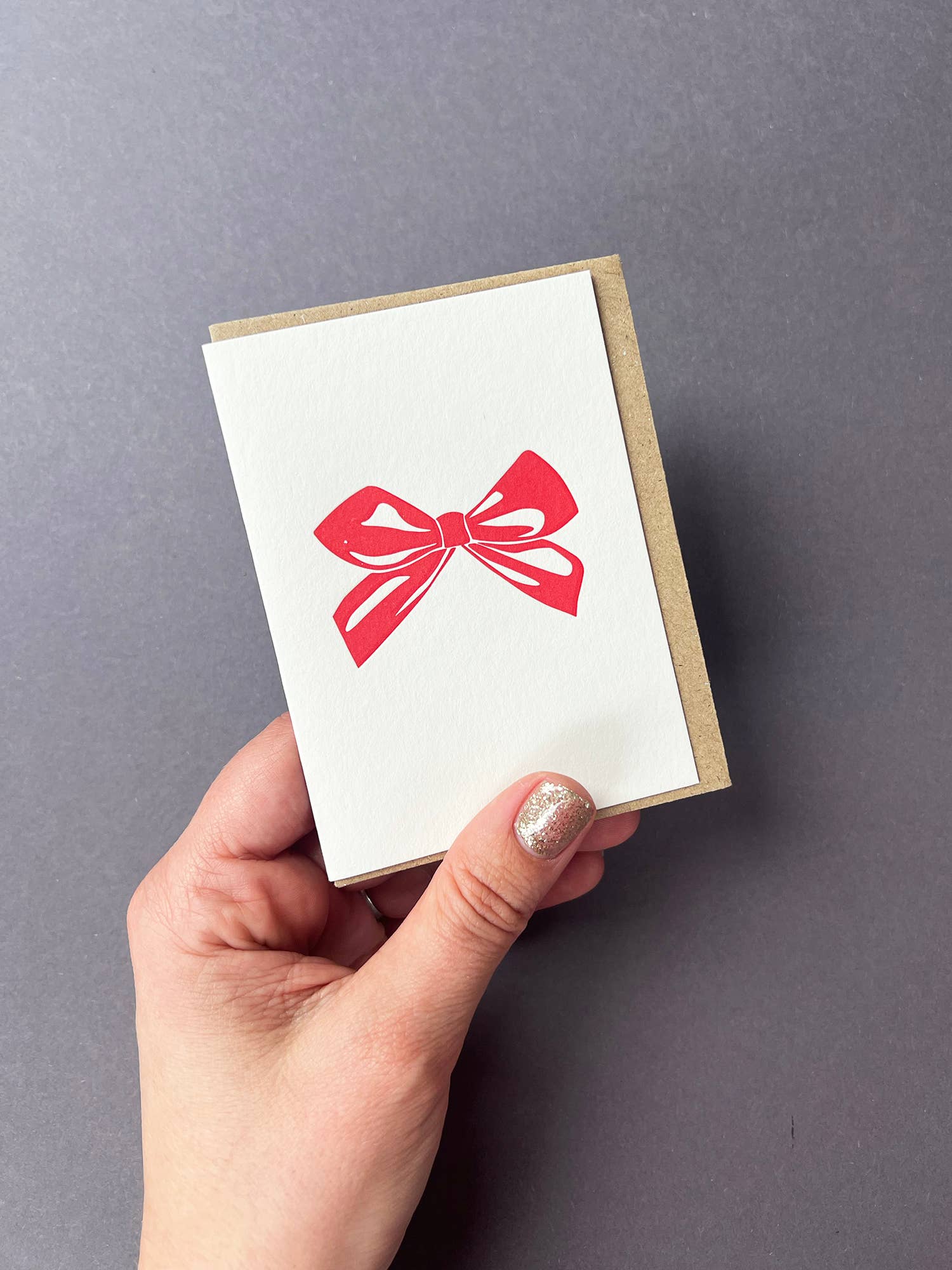 Penguin Ink - Wholesale Christmas Card - Red Bow Card1