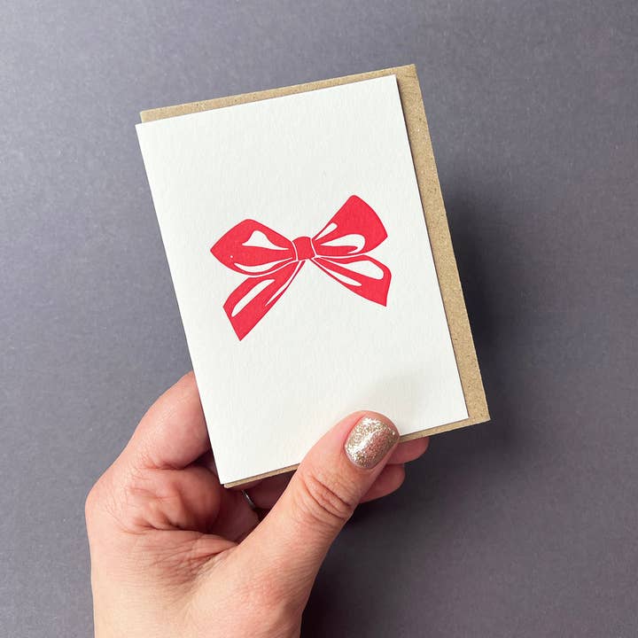 Penguin Ink - Wholesale Christmas Card - Red Bow Card1