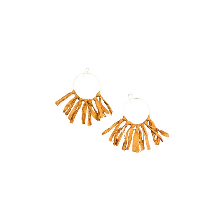 Sari Tassel Earrings (TANGERINE ORANGE Color) for wholesale by Jewelsies