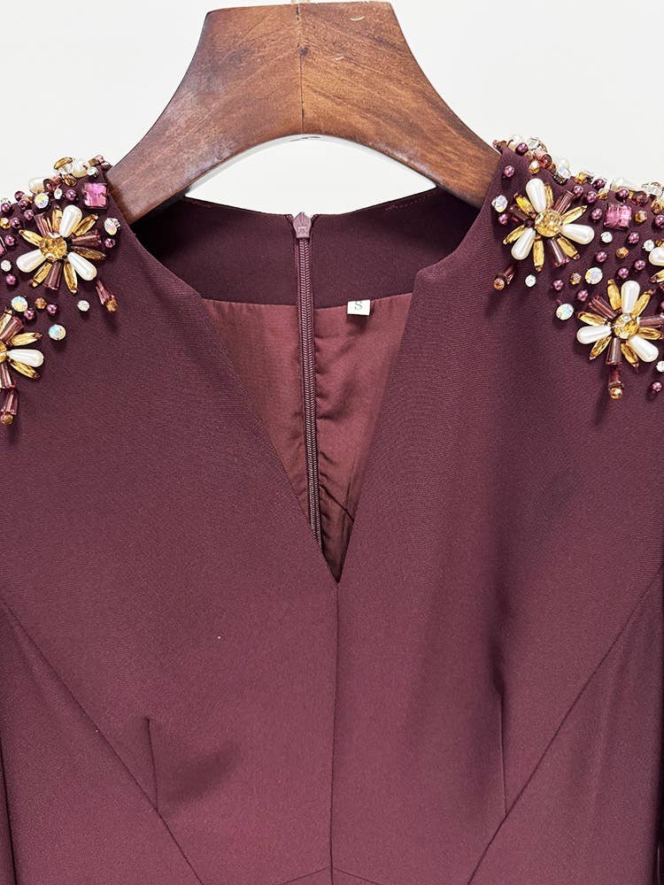 Productseeker - Wholesale Gown - Women's - 40Y Handmade Beaded Evening Dress with Front Slit and Train9