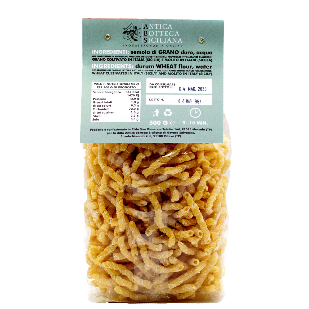 Antica Bottega Siciliana - Wholesale Pasta - Short durum wheat pasta - Busiata Trapanese 500g1