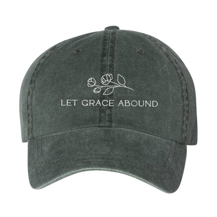 Let Grace Abound Embroidered Hat, Christian Baseball Cap for wholesale by Scripted Pearl