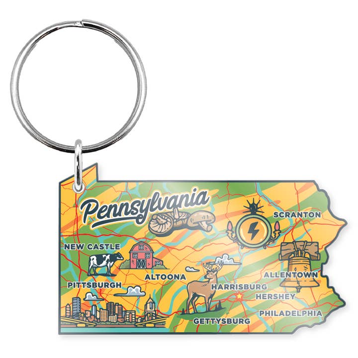 Keychain - Pennsylvania Across America 2.0 for wholesale by Morris Magnets