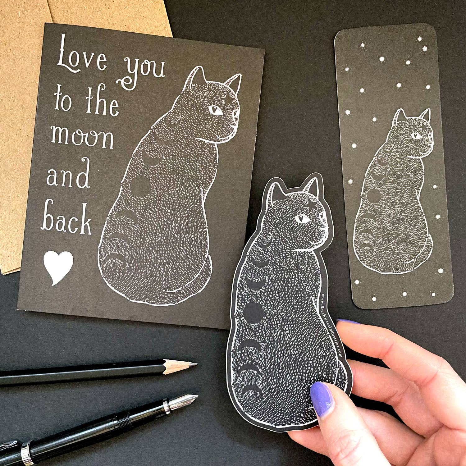 Bee's Knees Industries - Wholesale Bookmark - Moon Phase Cat Bookmark2