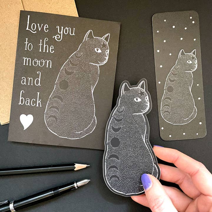 Bee's Knees Industries - Wholesale Bookmark - Moon Phase Cat Bookmark2
