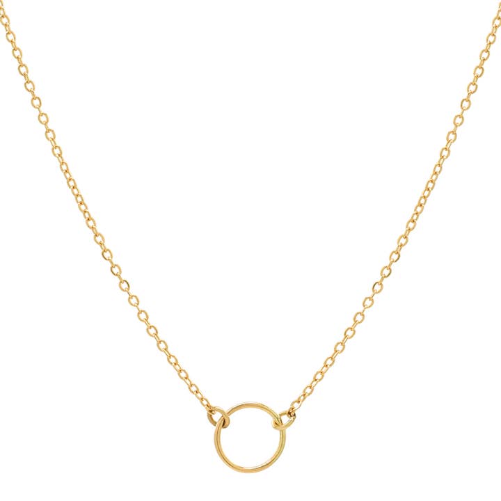 Ofina Jewelry - Wholesale Pendant/Charm Necklace - 14k Solid Gold Tiny Circle Necklace