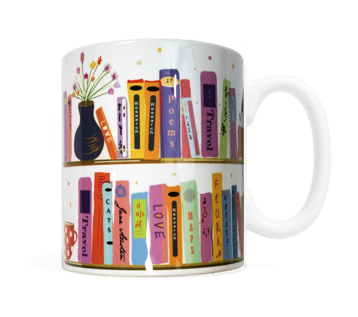 Fly Paper Products - Wholesale Coffee Mug - My Colorful Bookshelf Coffee or Tea Mug