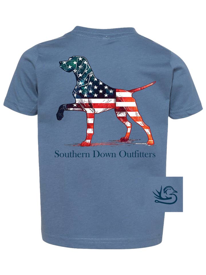 Star Spangled Dog Toddler Tee for wholesale by Southern Down Outfitters