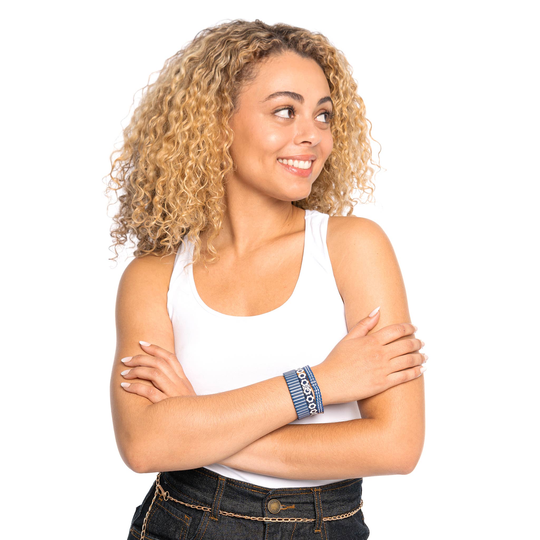 Malibu Sugar – Conjunto de joias por atacado – Pulseira Midnight Kiss Azul Marinho & Branco Trio2