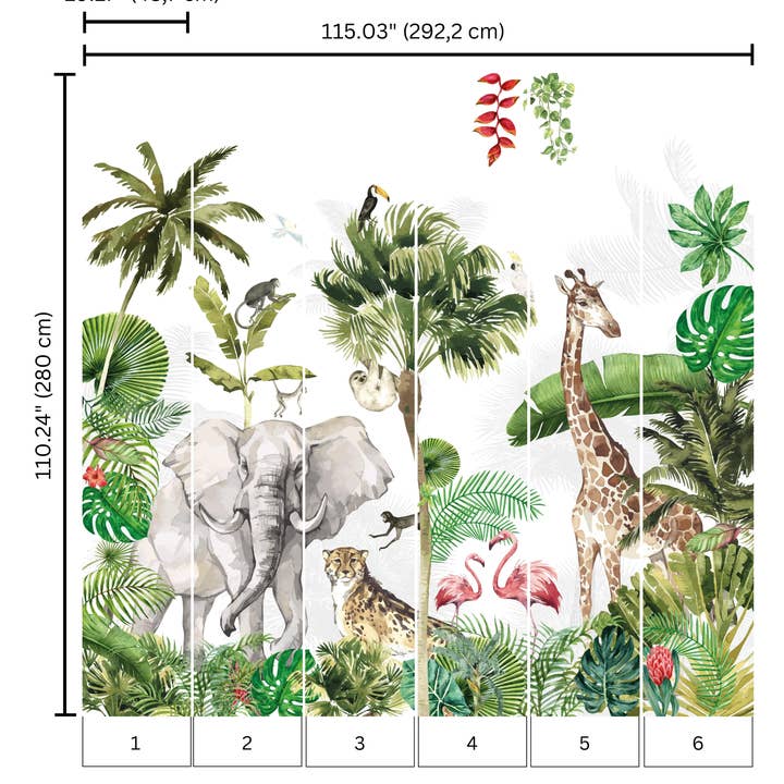 Walloha - Wholesale Wallpaper - Jungle wallpaper - JUNGLE PLAYTIME - Wallpaper for children
