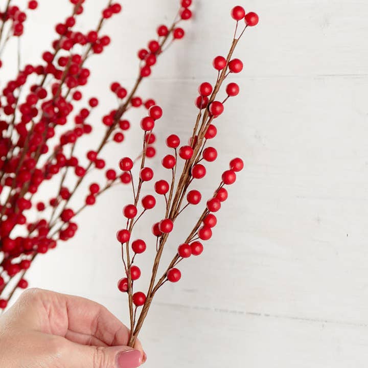 Factory Direct Craft - Wholesale Artificial Flowers - 22" Red Artificial Berry Stem