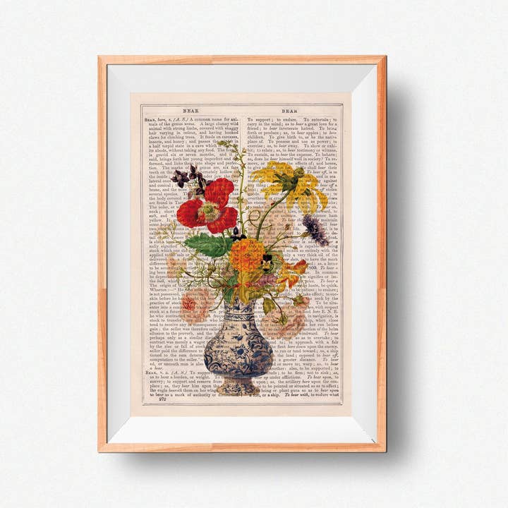 Naturalistic Floral Bouquet with insects. for wholesale by PRRINT!