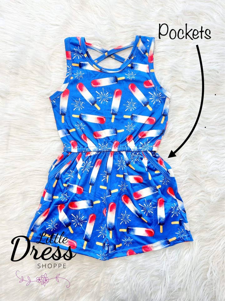 Pelele de polos para el 4 de julio para venta al por mayor de Little dress shoppe