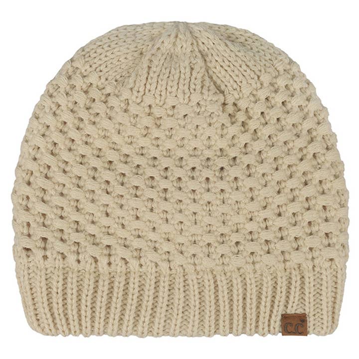 C.C Cross Cell Stitch Knit Satin Lining Beanie for wholesale by Madeline Love