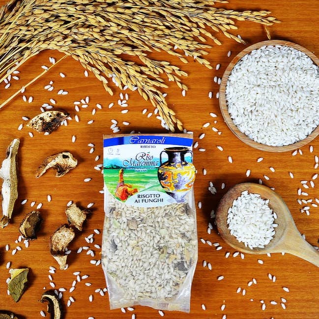 Risotto aux champignons Riso Maremma pour la vente par Passione Toscana