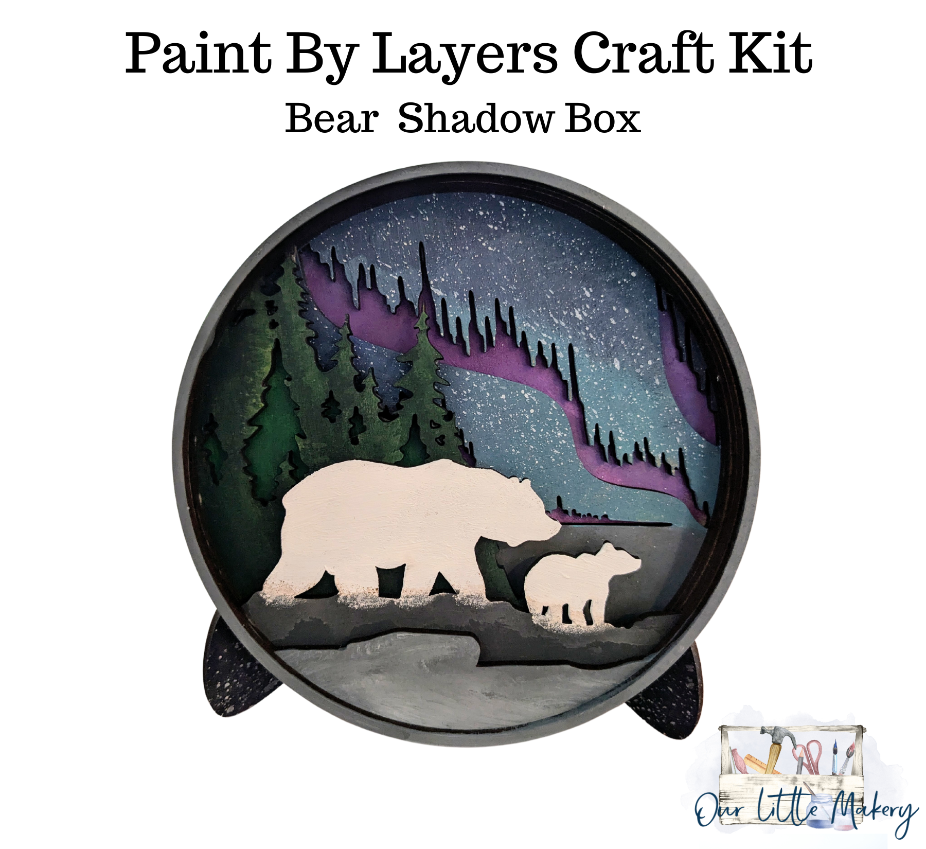 Our Little Makery – wholesale DIY craft kit – Bear Shadow Box Kit1